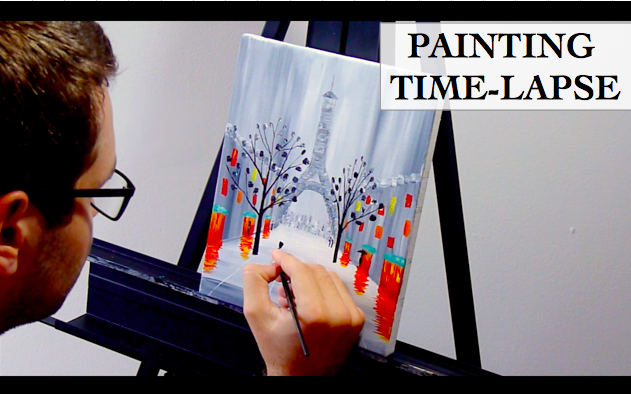 Acrylic Painting Time-Lapse: A Stroll by the Eiffel Tower in Paris