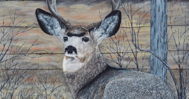 Mule Deer in the Brush Acrylic Painting