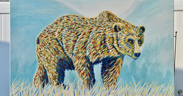 Painting Time-Lapse – Colorful Bear in the Grass