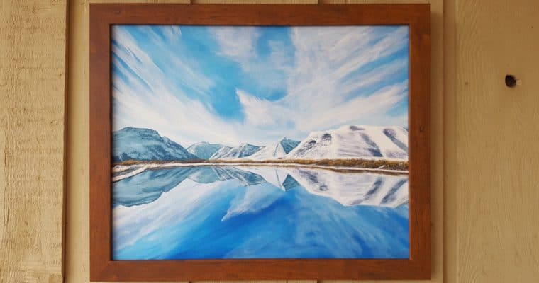 Maskinonge Waterton Winter Reflection Acrylic Painting