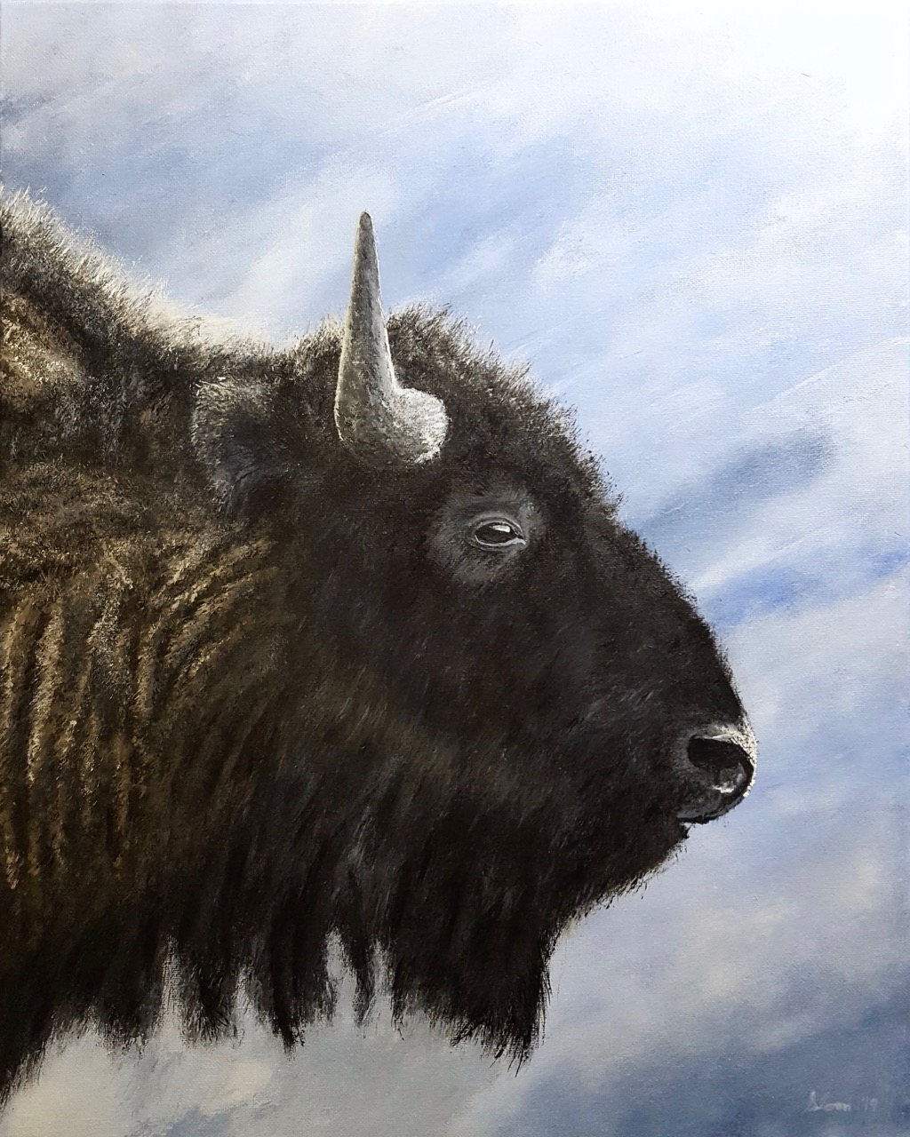 Lone Buffalo, Acrylic store Painting, Unframed Giclée Print