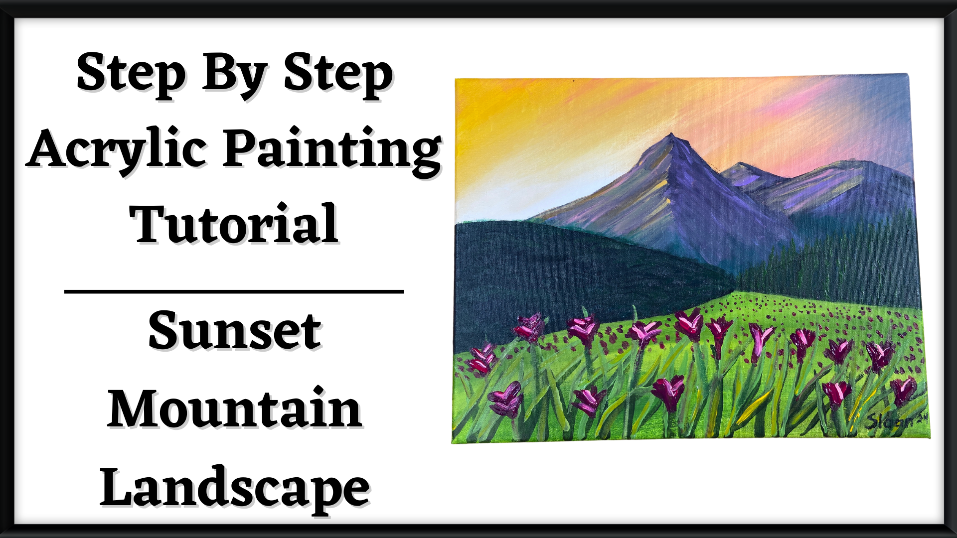 How to Paint – Sunset Mountain Landscape – Step-by-Step Acrylic Painting Tutorial